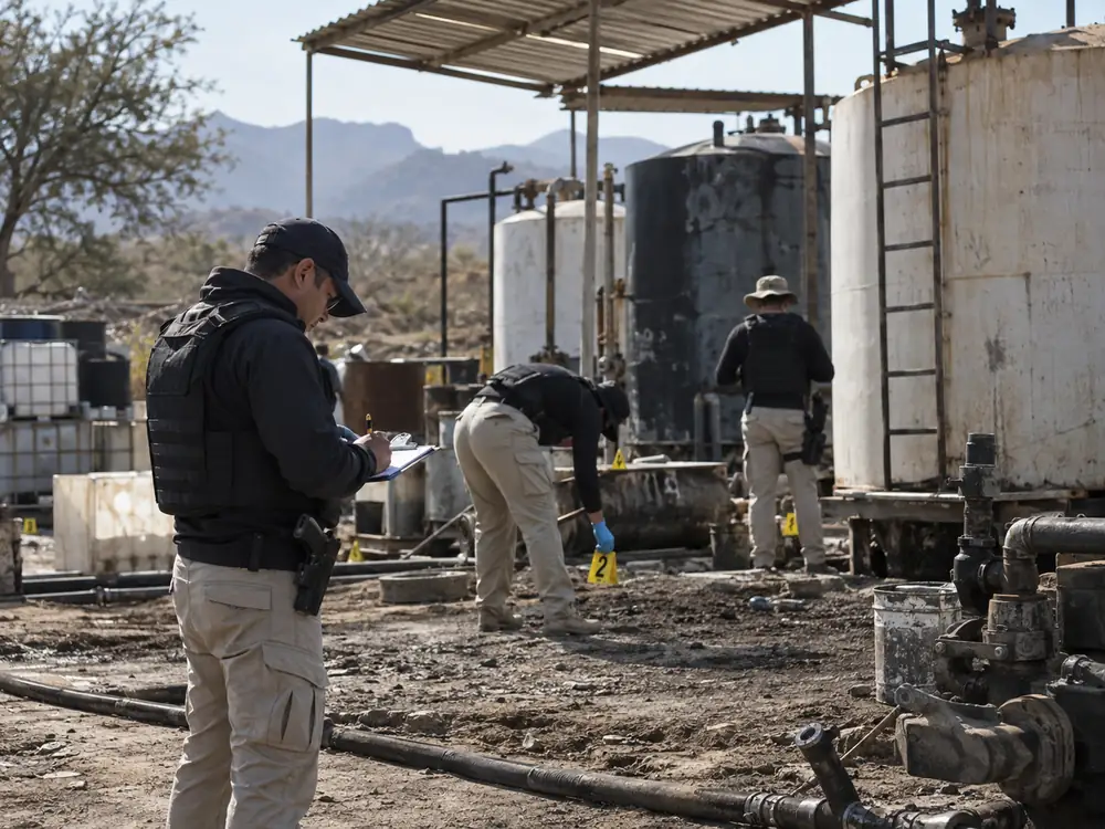 Investigadores revisan instalaciones de almacenamiento de hidrocarburos