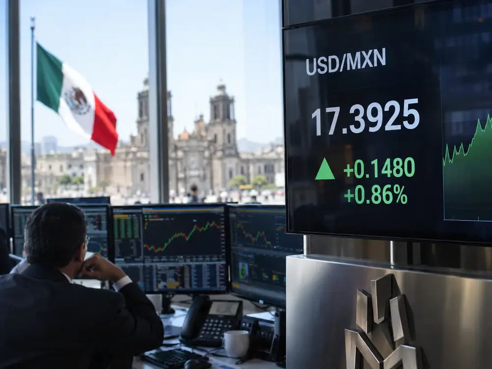 Pantallas financieras con referencia al tipo de cambio peso dólar